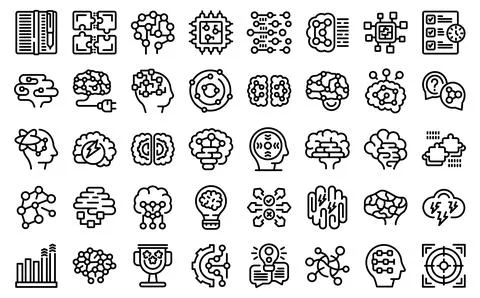 Brainstorm icons set outline vector. Business process 스톡 일러스트