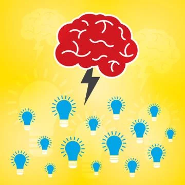 Brainstorm idea creative brain and lightning. Stock Illustration