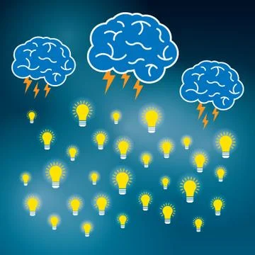 Brainstorm idea creative brain and lightning. Stock Illustration