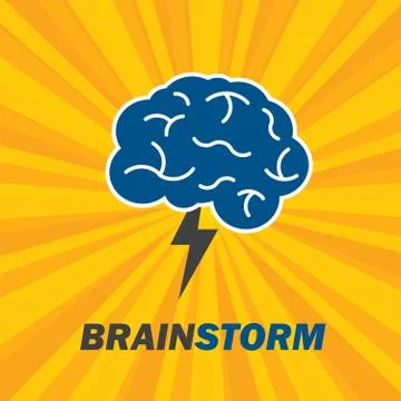 Brainstorm idea creative brain and lightning. Stock Illustration