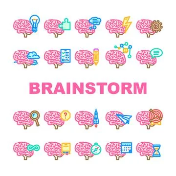 Brainstorm ideas creativity icons set vector 스톡 일러스트