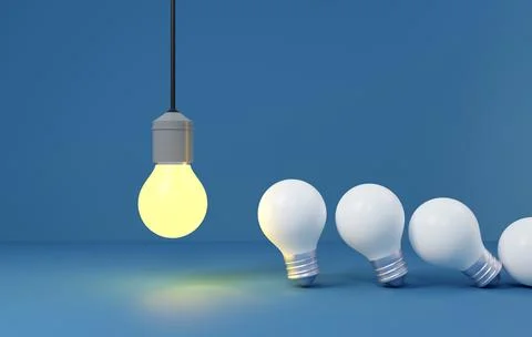 Brainstorm ideas group. Light Bulb Lamp generate think creative innovation .. Illustrazione stock