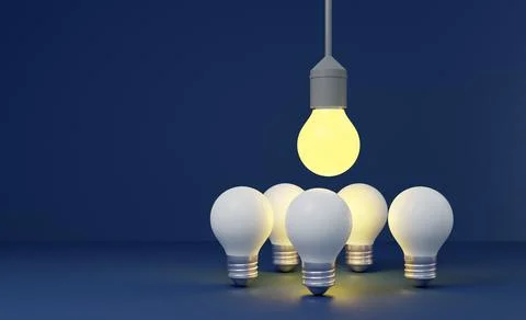 Brainstorm ideas group. Light Bulb Lamp generate think creative innovation .. Stock Illustration