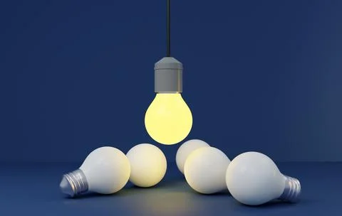 Brainstorm ideas group. Light Bulb Lamp generate think creative innovation .. Stock Illustration