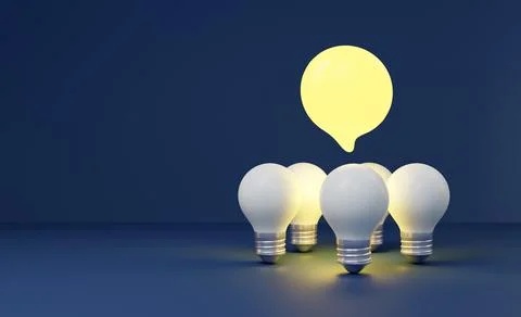Brainstorm ideas group. Light Bulb Lamp generate think creative innovation .. Stock Illustration
