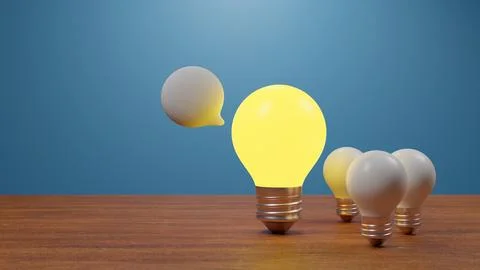 Brainstorm ideas group. Light Bulb Lamp generate think creative innovation .. Illustrazione stock