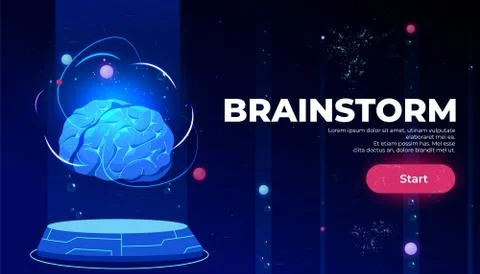 Brainstorm landing page, artificial intelligence Иллюстрация