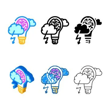 Brainstorm light bulb clean color icon vector Illustrazione stock