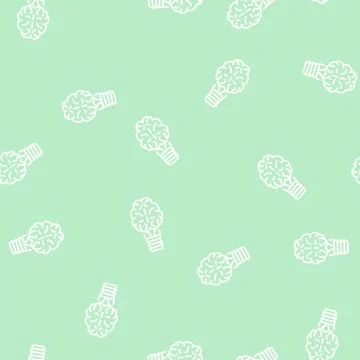 Brainstorm light bulb line seamless pattern Illustrazione stock