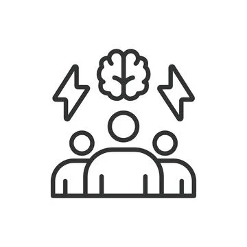 Brainstorm, in line design. Brainstorm, idea generation, creative thinking, mind Illustrazione stock