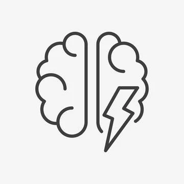 Brainstorm Line Icon. Lightning in brain innovation logo. Illustration . Stock Illustration