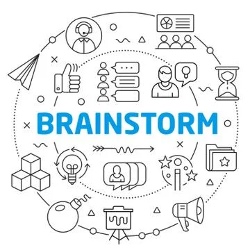 Brainstorm Linear illustration Illustrazione stock