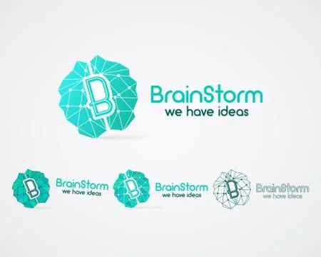 Brainstorm logo set, brain, creation idea logo templates and elements. Solve  Illustrazione stock
