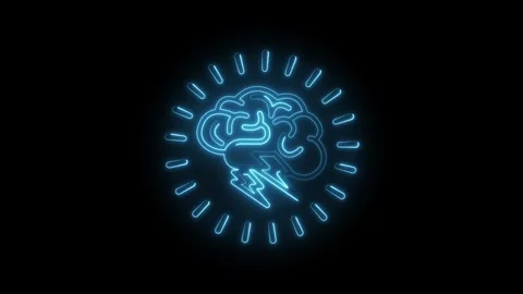 Brainstorm neon glowing icon animation on black background creative problem.. Stock Footage 315958343