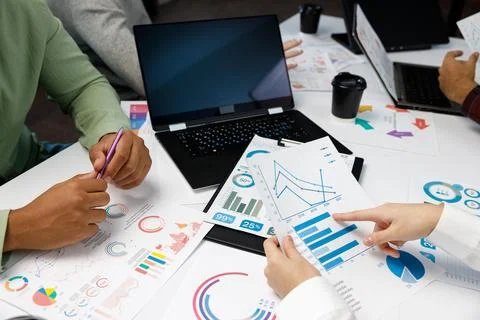 Brainstorm planing creative teamwork, Close up of hands mobile phone app 스톡 사진