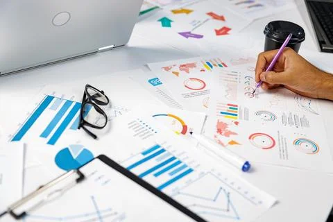 Brainstorm planing creative teamwork, Close up of hands mobile phone app Stock Photos