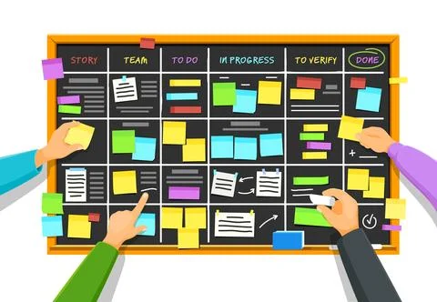 Brainstorm project management scrum Kanban board Stock Illustration