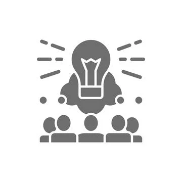 Brainstorm, teamleader, idea grey icon. Isolated on white background Stock Illustration