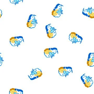 Brainstorm training isometric icon seamless pattern sign 스톡 일러스트