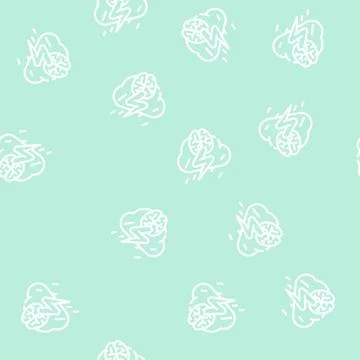 Brainstorm training line vector seamless pattern sign Stock Illustration