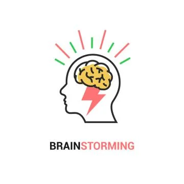 Brainstorm vector icon idea. Brain storm lighting power creative concept, mind Ilustração Stock