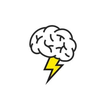 Brainstorm vector icon idea. Brain storm lighting power creative concept, mind Ilustração Stock