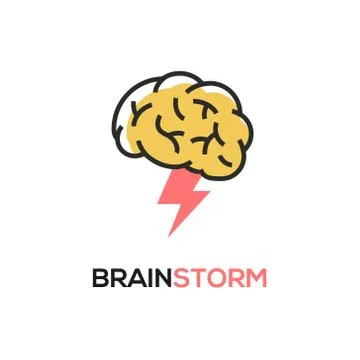 Brainstorm vector icon idea. Brain storm lighting power creative concept, mind Ilustração Stock