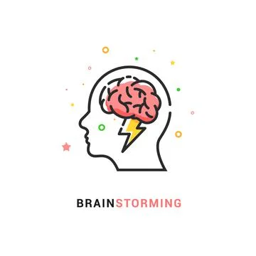 Brainstorm vector icon idea. Brain storm lighting power creative concept, mind Ilustração Stock