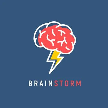 Brainstorm vector icon idea. Brain storm lighting power creative concept, mind Stock Illustration