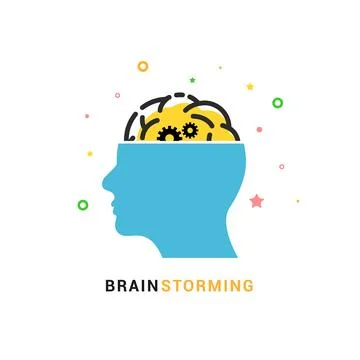 Brainstorm vector icon idea. Brain storm lighting power creative concept, mind Ilustração Stock