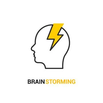Brainstorm vector icon idea. Brain storm lighting power creative concept, mind Ilustração Stock
