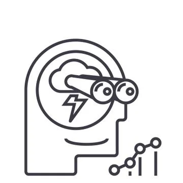 Brainstorm,forecast,vision vector line icon, sign, illustration on background Stock Illustration