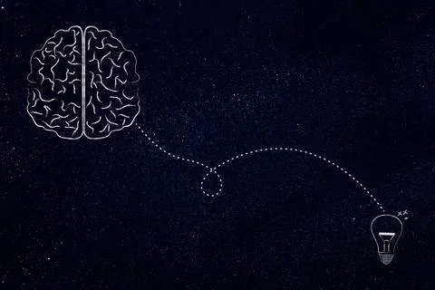 Brainstorming and creative mind concept, brain generating an idea Stock Illustration