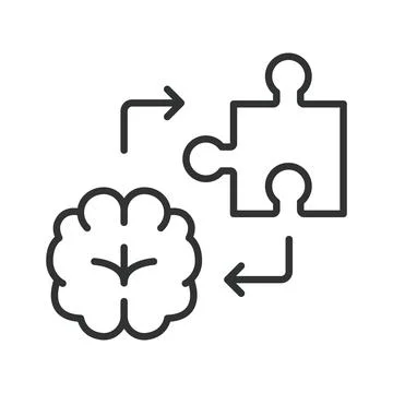 Brainstorming and creative process icon in line design. Brainstorming, idea Stock Illustration