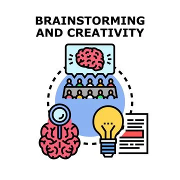 Brainstorming and creativity generating new ideas Stock Illustration