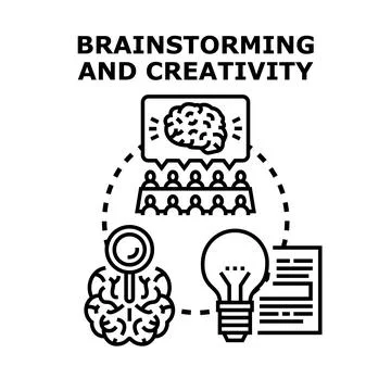 Brainstorming and creativity generating new ideas Stock Illustration