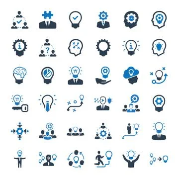 Brainstorming and Idea Development Icons - Blue Version Stock Illustration