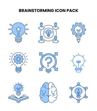 Brainstorming Blue Graphics Icons Pack 스톡 일러스트