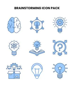 Brainstorming Blue Graphics Icons Pack Stock Illustration