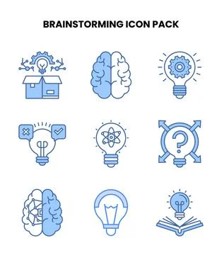 Brainstorming Blue UI Icons Pack イラスト素材