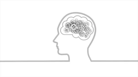 Brainstorming. Brain creating new ideas, concept of cogs, gears spinning Stock Footage 146549138