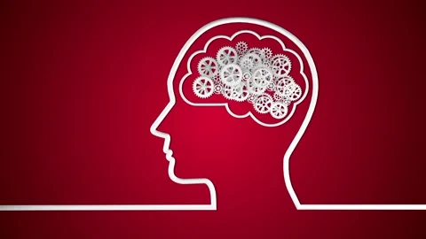 Brainstorming. Brain creating new ideas, concept of cogs, gears spinning Stock Footage 146549154