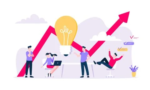 Brainstorming business concept flat style design vector illustration. Stock Illustration