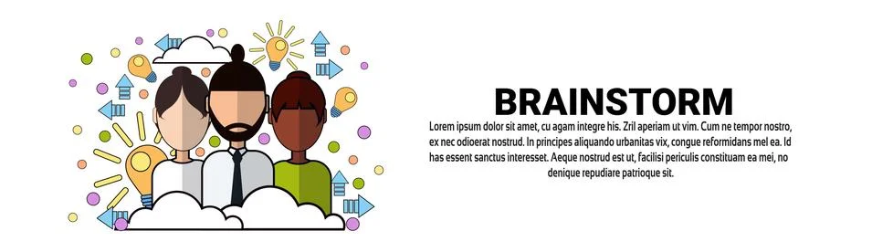 Brainstorming Business Creative Process Concept Horizontal Banner With Copy 스톡 일러스트