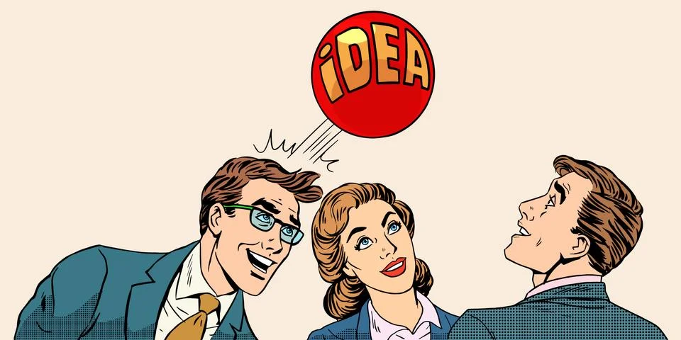 Brainstorming business team concept to develop the idea Stock Illustration