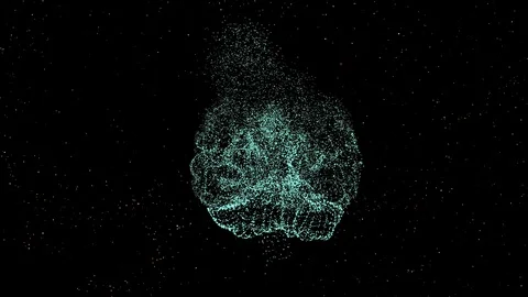 Brainstorming concept. Abstract illuminated brain in constant activity turning Stock Footage 121797470