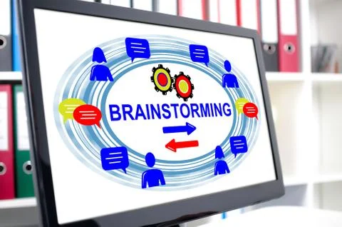 Brainstorming concept on a computer screen Stock-Fotos