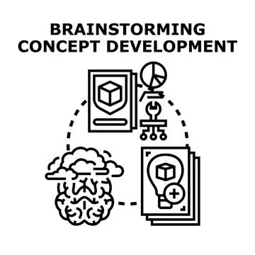 Brainstorming concept development creating innovative ideas Stock Illustration