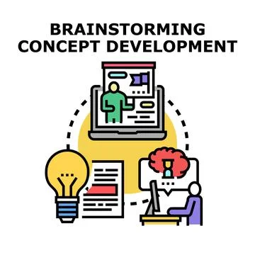 Brainstorming concept development process for business innovation 스톡 일러스트
