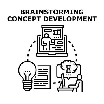 Brainstorming concept development process for business innovation Stock Illustration